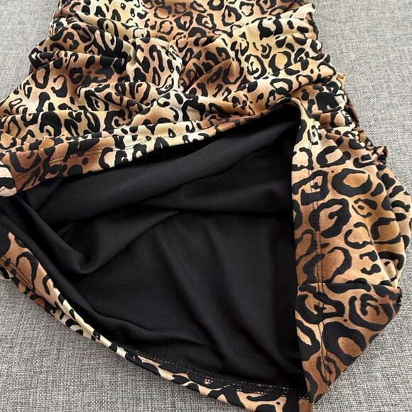 Delusional Mini Bodycon‎ Sexy Dress Animal Print Ruched Small Flutter Sleeves - Picture 7 of 11